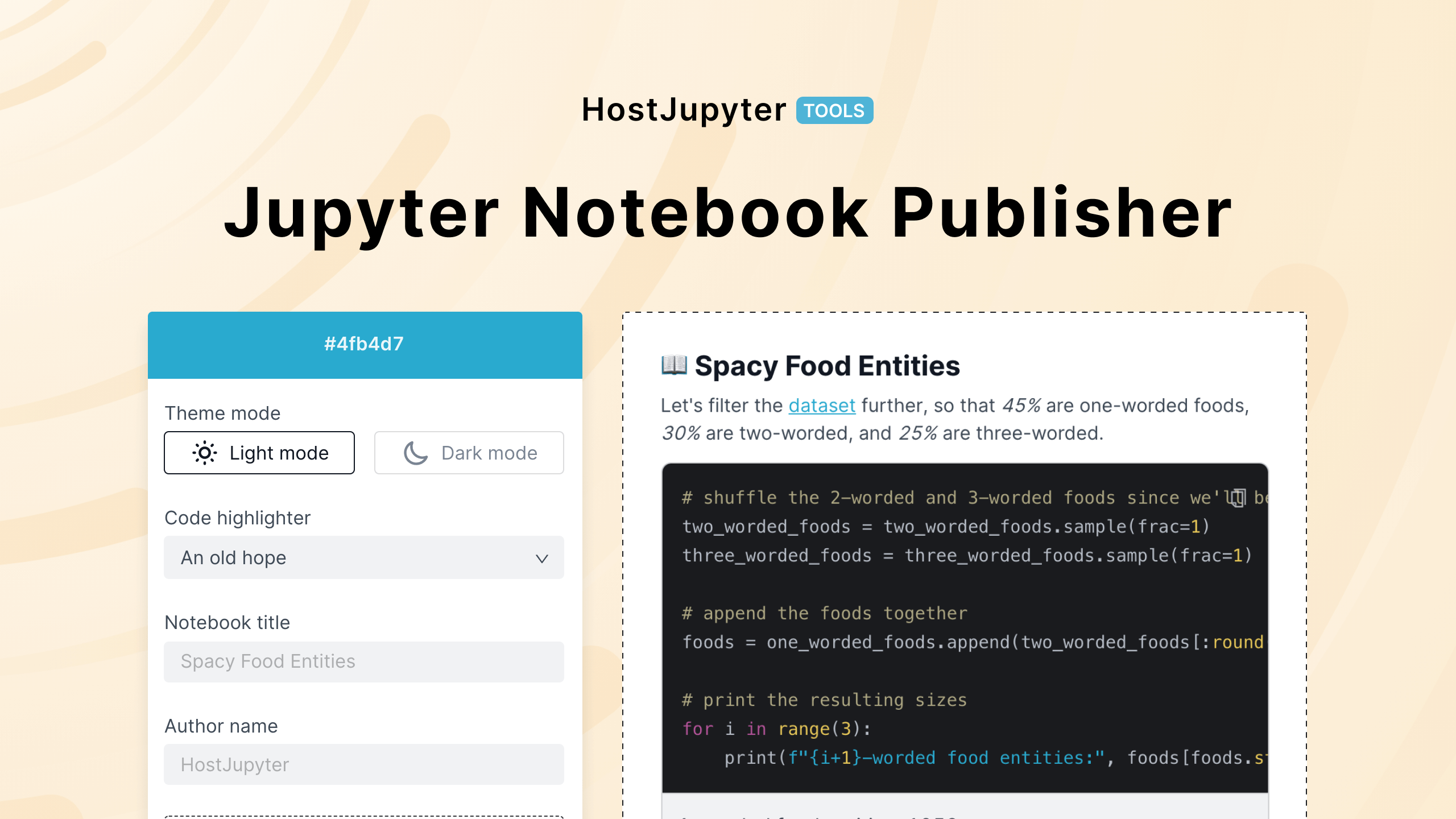 Screenshot of the HostJupyter application interface